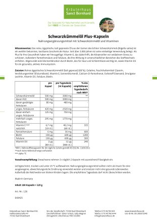 Schwarzkümmelöl-Plus-Kapseln 180 Kapseln