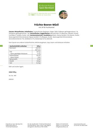 Fr&uuml;chte-Beeren-M&uuml;sli 500-g-Packung