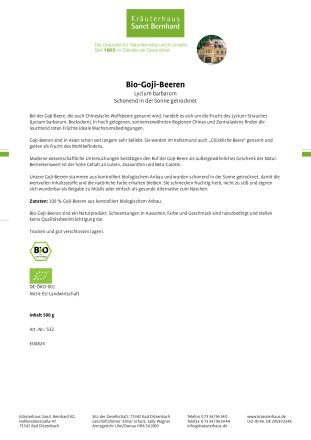 Bio-Goji-Beeren 500-g-Packung
