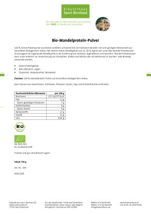 Bio-Mandel-Proteinpulver 750-g-Packung