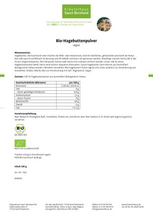 Bio-Hagebutten-Pulver Bio-Hagebutten-Pulver 500 g