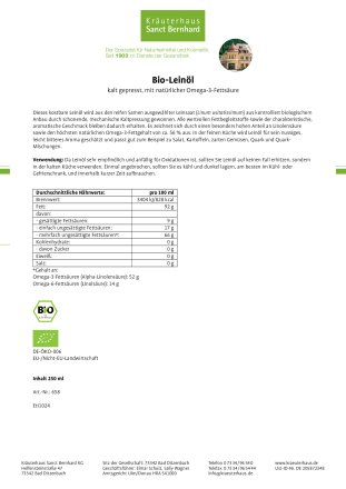 Bio-Leinöl 250-ml-Flasche