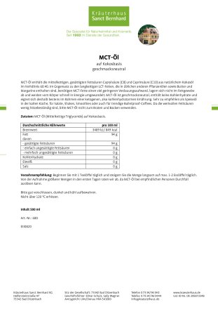MCT-Öl 500-ml-Flasche