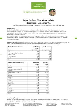 Triple Perform Clear Whey Isolate Lemon Ice Tea: 400-g-Dose