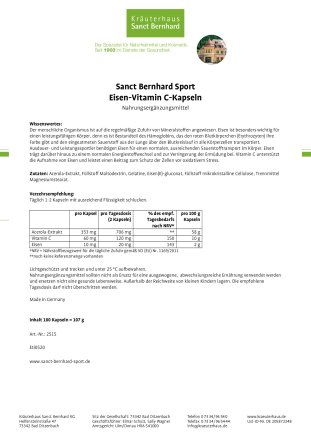 Eisen Vitamin C Kapseln 180 Kapseln für 3 Monate