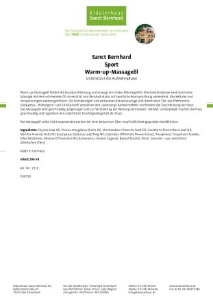 Warm-up-Massage&ouml;l 250-ml-Flasche