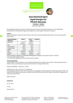 Liquid Energie Pur Pfirsich-Maracuja: 50-ml-Tube