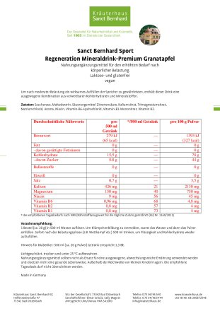 Regeneration Mineraldrink-Premium Sachet Granatapfel: 20-g-Sachet