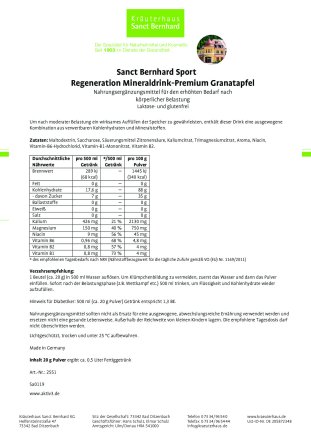 Regeneration Mineraldrink-Premium Sachet Granatapfel: 20-g-Sachet