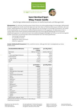 Whey-Protein Vanille Whey-Protein Vanille 1000-g-Eimer